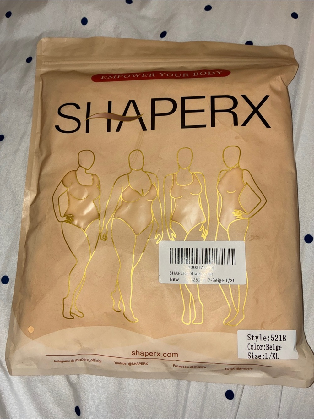 SHAPERX Women's Beige Shapewear Bodysuit - L/XL